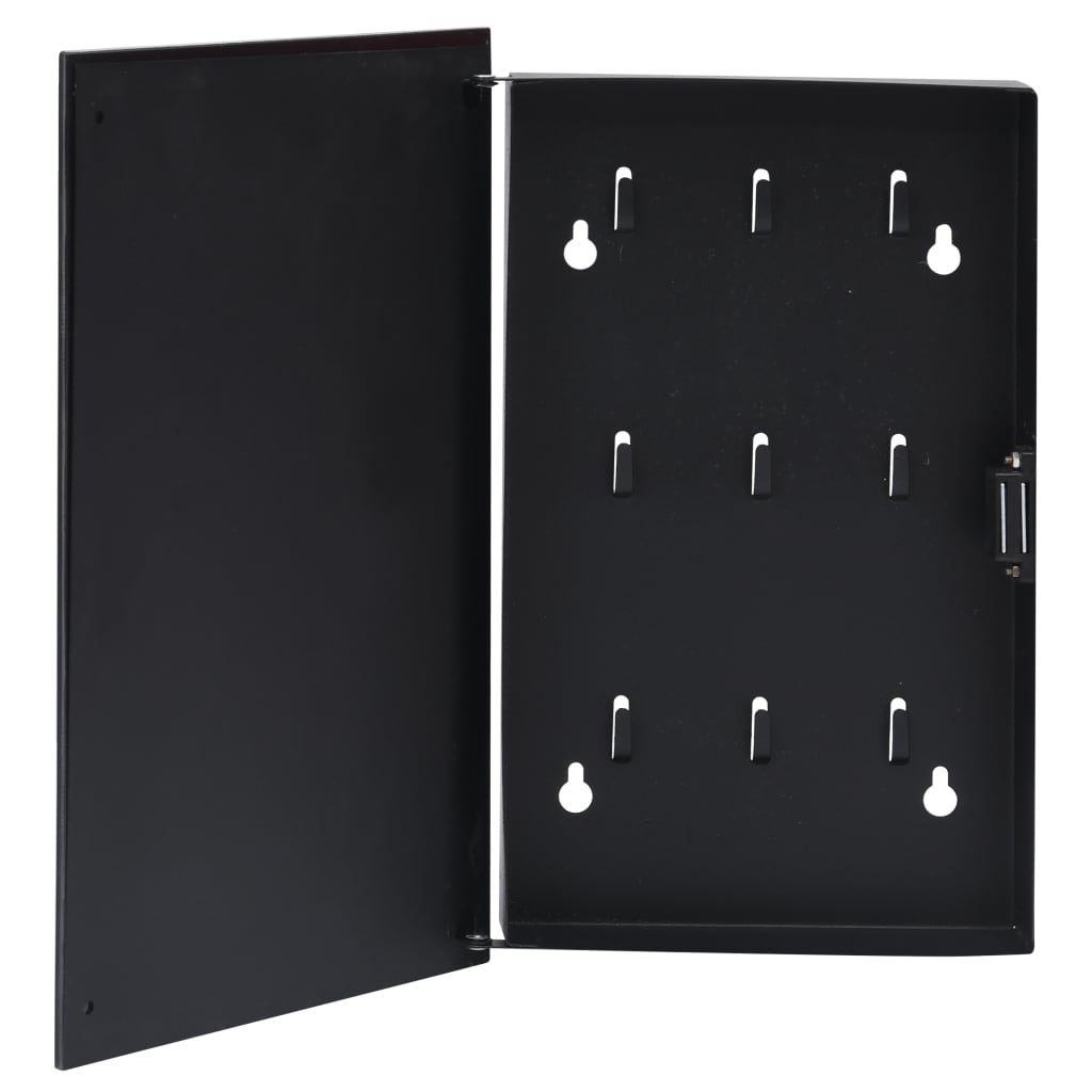 Key Box with Magnetic Board Black 30x20x4 cm