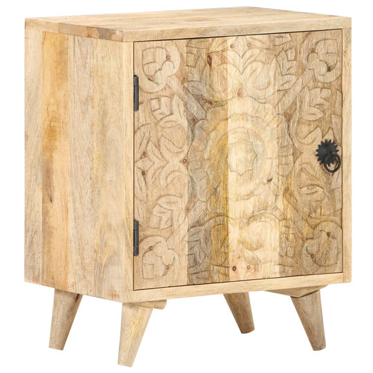 Carved Bedside Cabinet 40x30x50 cm Solid Mango Wood