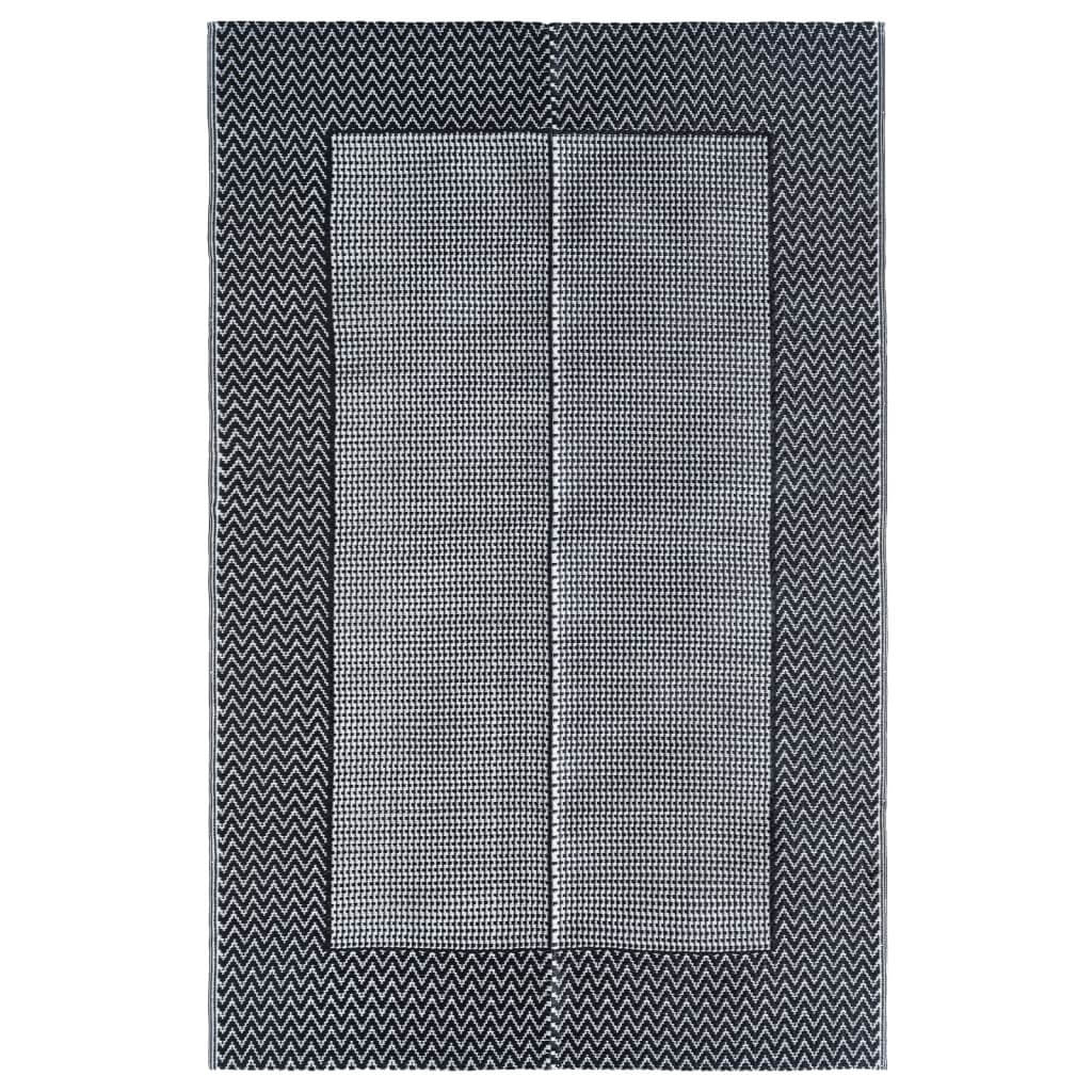 Grey outdoor carpet 190x290 cm with double layer jacquard pattern, quality and affordable design for patio or balcony.