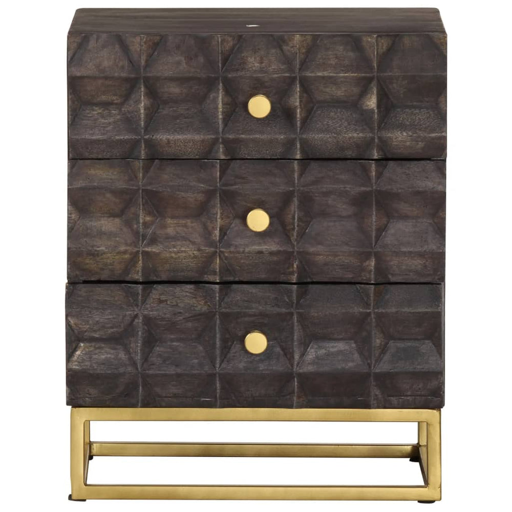 Bed Cabinet Black 40x30x50 cm Solid Mango Wood