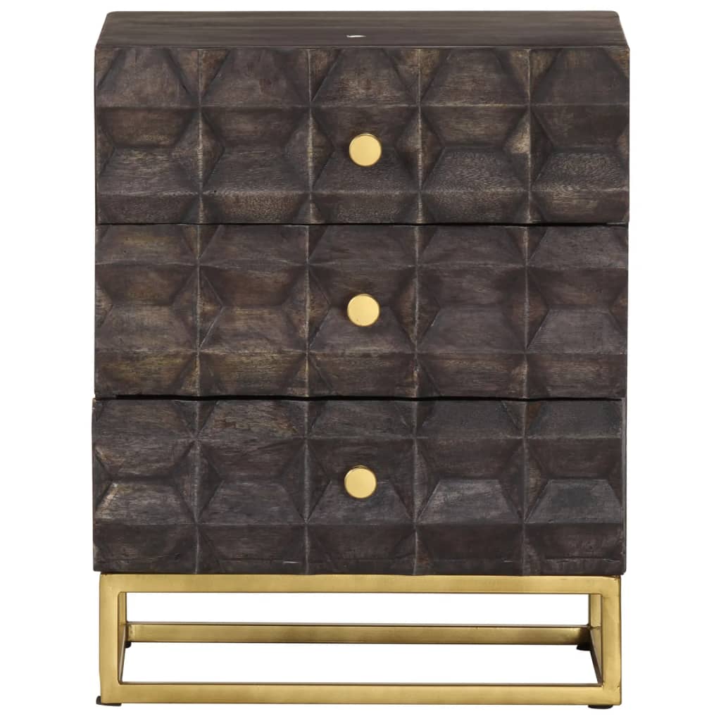 Bed Cabinet Black 40x30x50 cm Solid Mango Wood