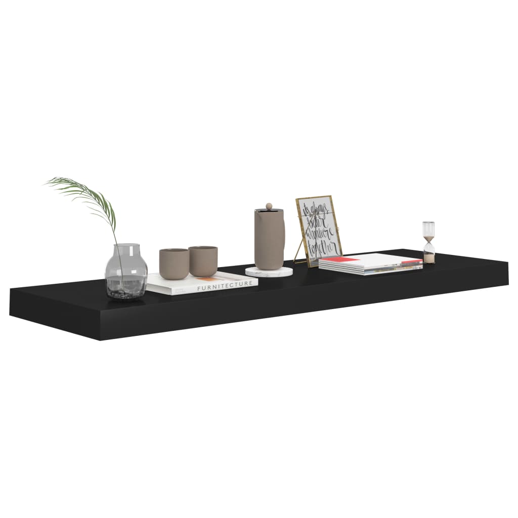 Floating Wall Shelves 2 pcs Black 80x23.5x3.8 cm MDF