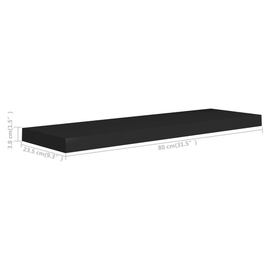 Floating Wall Shelves 2 pcs Black 80x23.5x3.8 cm MDF