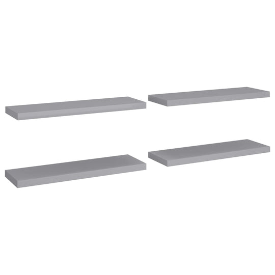 Floating Wall Shelves 4 pcs Grey 80x23.5x3.8 cm MDF