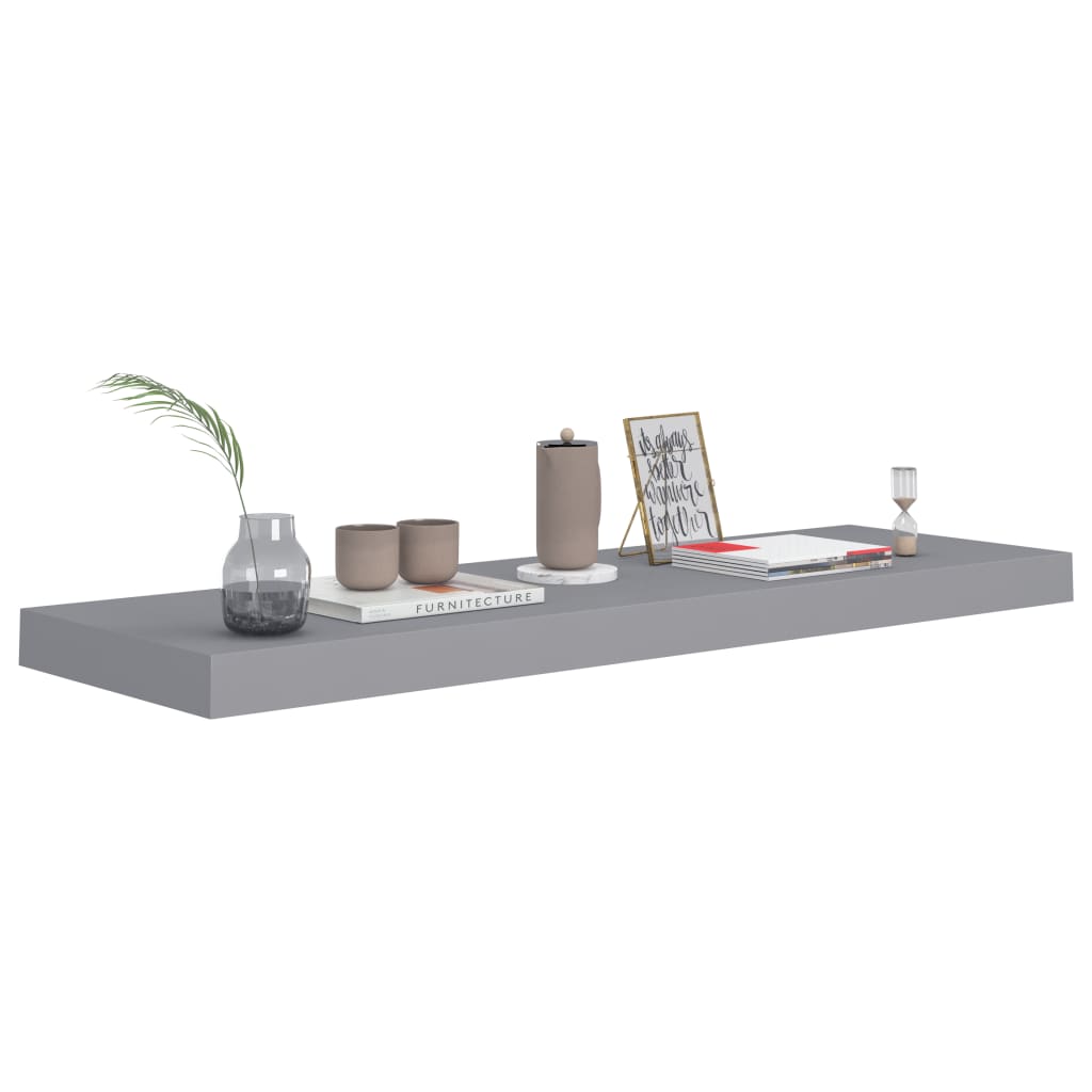 Floating Wall Shelves 4 pcs Grey 80x23.5x3.8 cm MDF