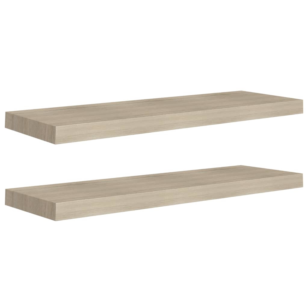 Floating Wall Shelves 2 pcs Oak 80x23.5x3.8 cm MDF