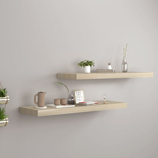 Floating Wall Shelves 2 pcs Oak 80x23.5x3.8 cm MDF