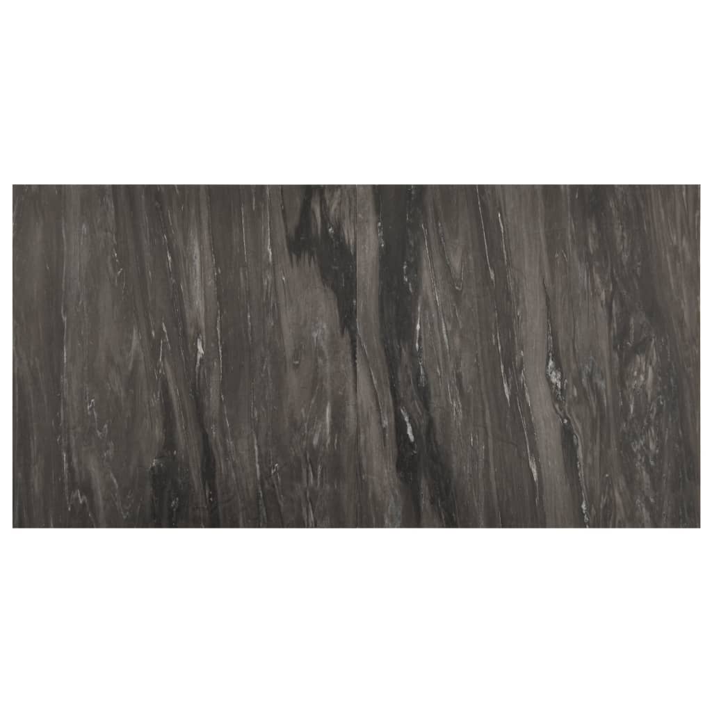 Self-adhesive dark grey PVC flooring plank with natural texture, part of a set of 55 planks covering 5.11 m², affordable quality.