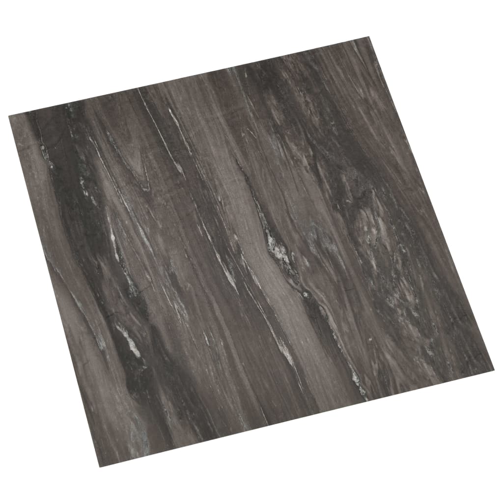 Dark grey self-adhesive PVC flooring plank with natural texture, 30.5 x 30.5 cm, affordable and quality mildew-resistant, waterproof, nonslip flooring solution.