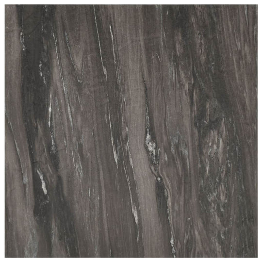 Dark grey self-adhesive PVC flooring plank with natural texture, waterproof and durable design, offering affordable quality for interiors.