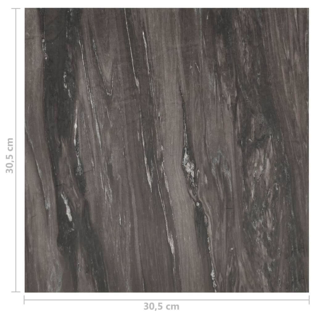 Dark grey self-adhesive PVC flooring plank with natural texture, 30.5 x 30.5 cm, affordable quality for durable home flooring.