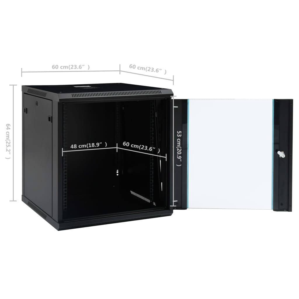 12U Wall Mounted Network Cabinet 19&quot; IP20 600x600x640 mm