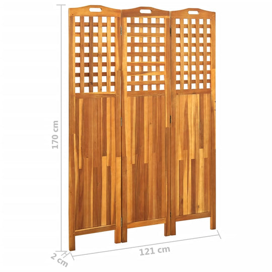 3-Panel Room Divider 121x2x170 cm Solid Acacia Wood