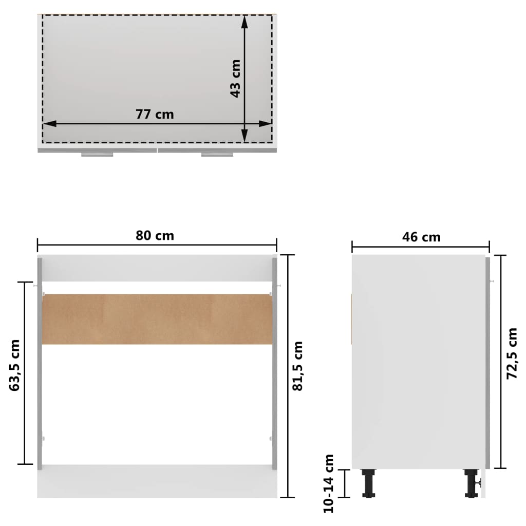 Sink Bottom Cabinet Concrete Grey 80x46x81.5 cm Engineered Wood