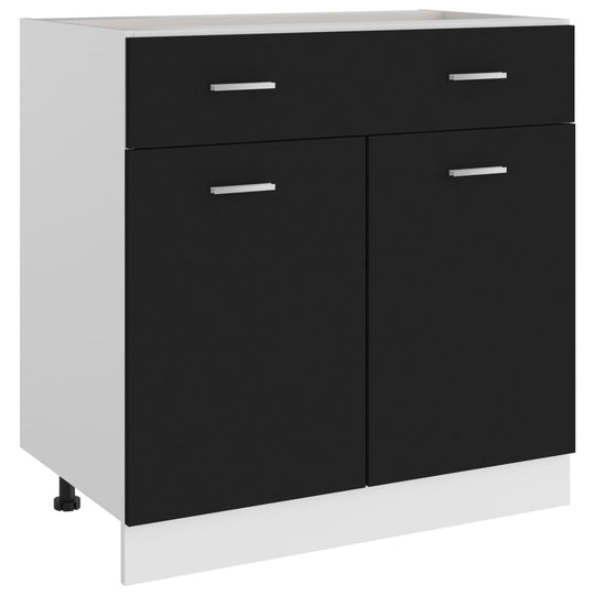 Drawer Bottom Cabinet Black 80x46x81.5 cm Engineered Wood