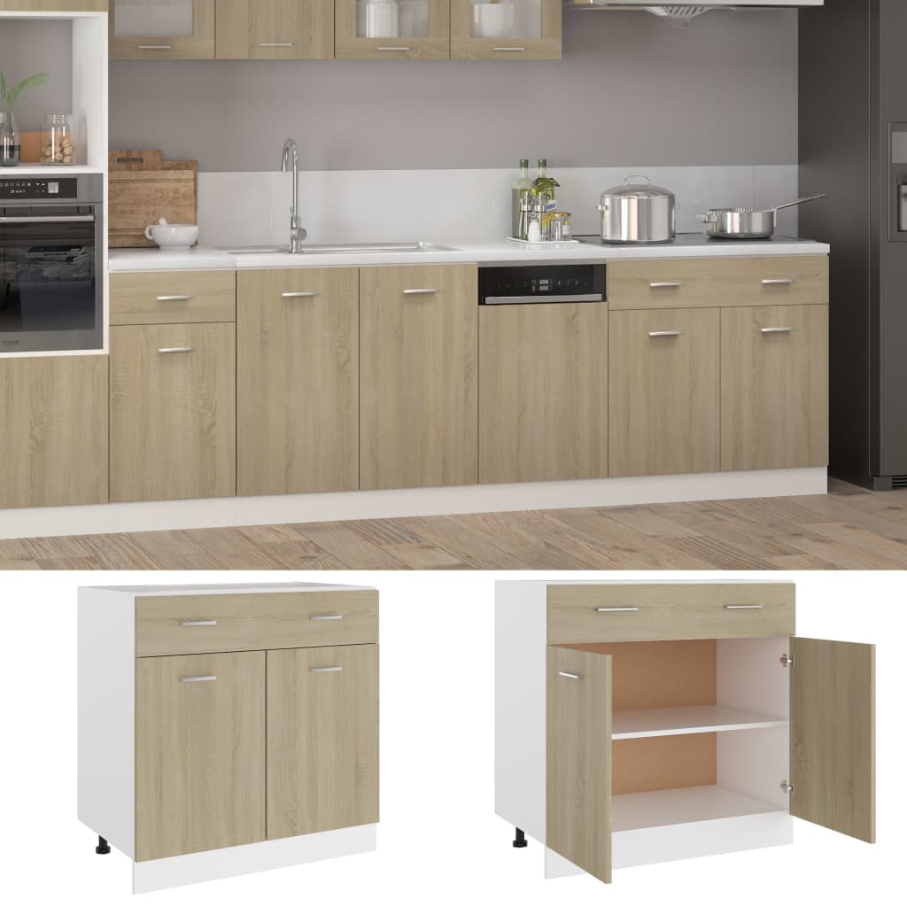 Drawer Bottom Cabinet Sonoma Oak 80x46x81.5 cm Engineered Wood