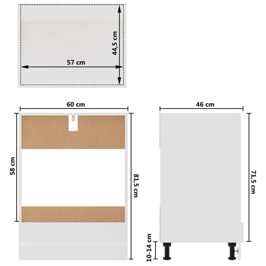 Oven Cabinet White 60x46x81.5 cm Engineered Wood