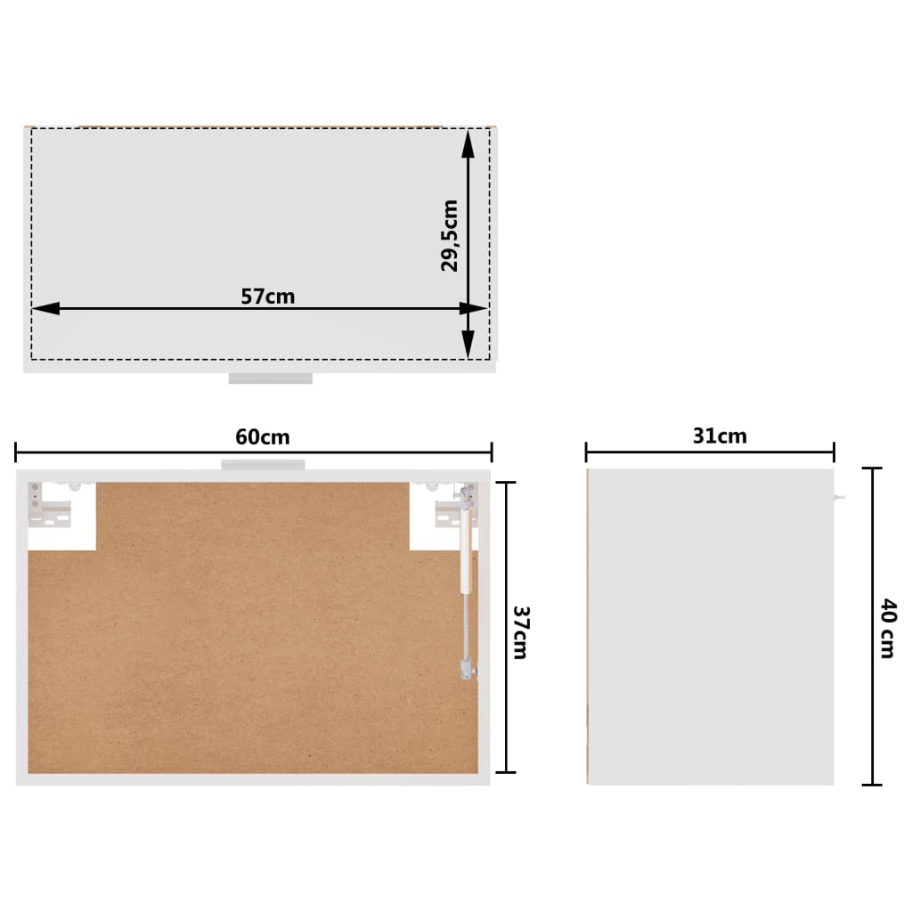 Hanging Cabinet White 60x31x40 cm Engineered Wood