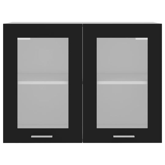 Hanging Glass Cabinet Black 80x31x60 cm Engineered Wood