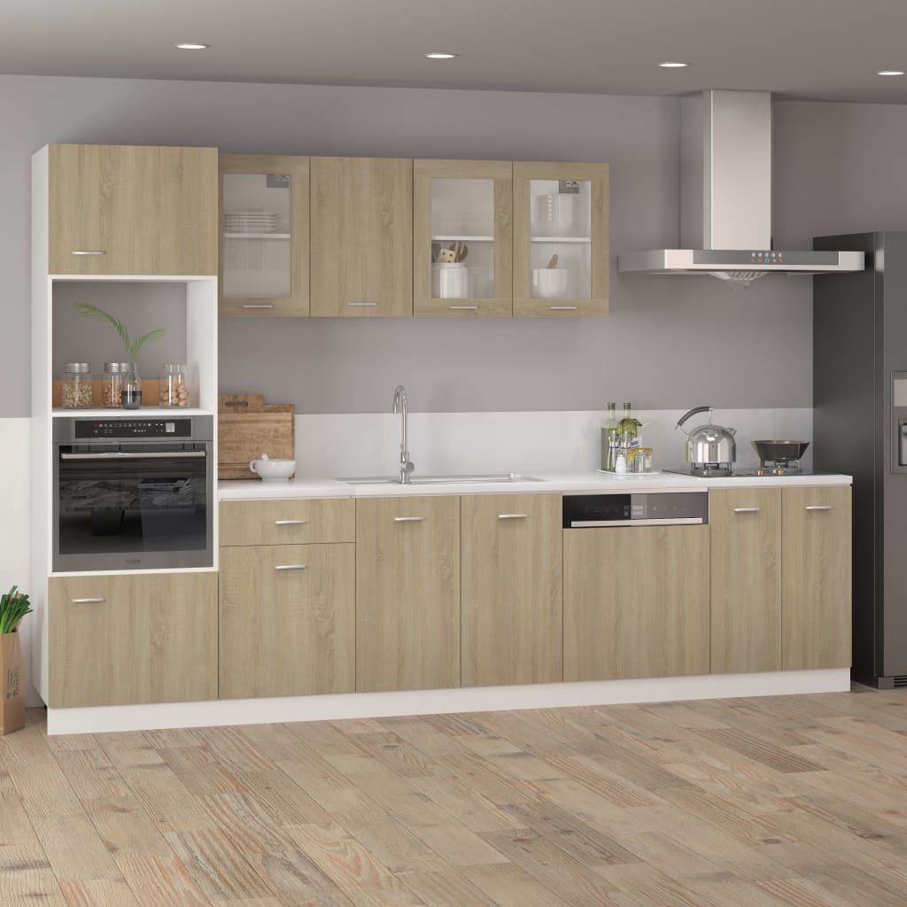 Microwave Cabinet Sonoma Oak 60x57x207 cm Engineered Wood