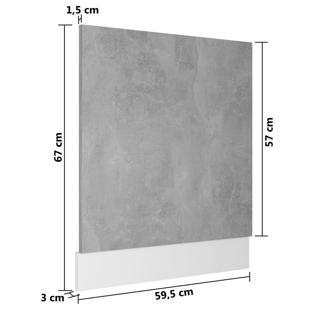 Dishwasher Panel Concrete Grey 59.5x3x67 cm Engineered Wood