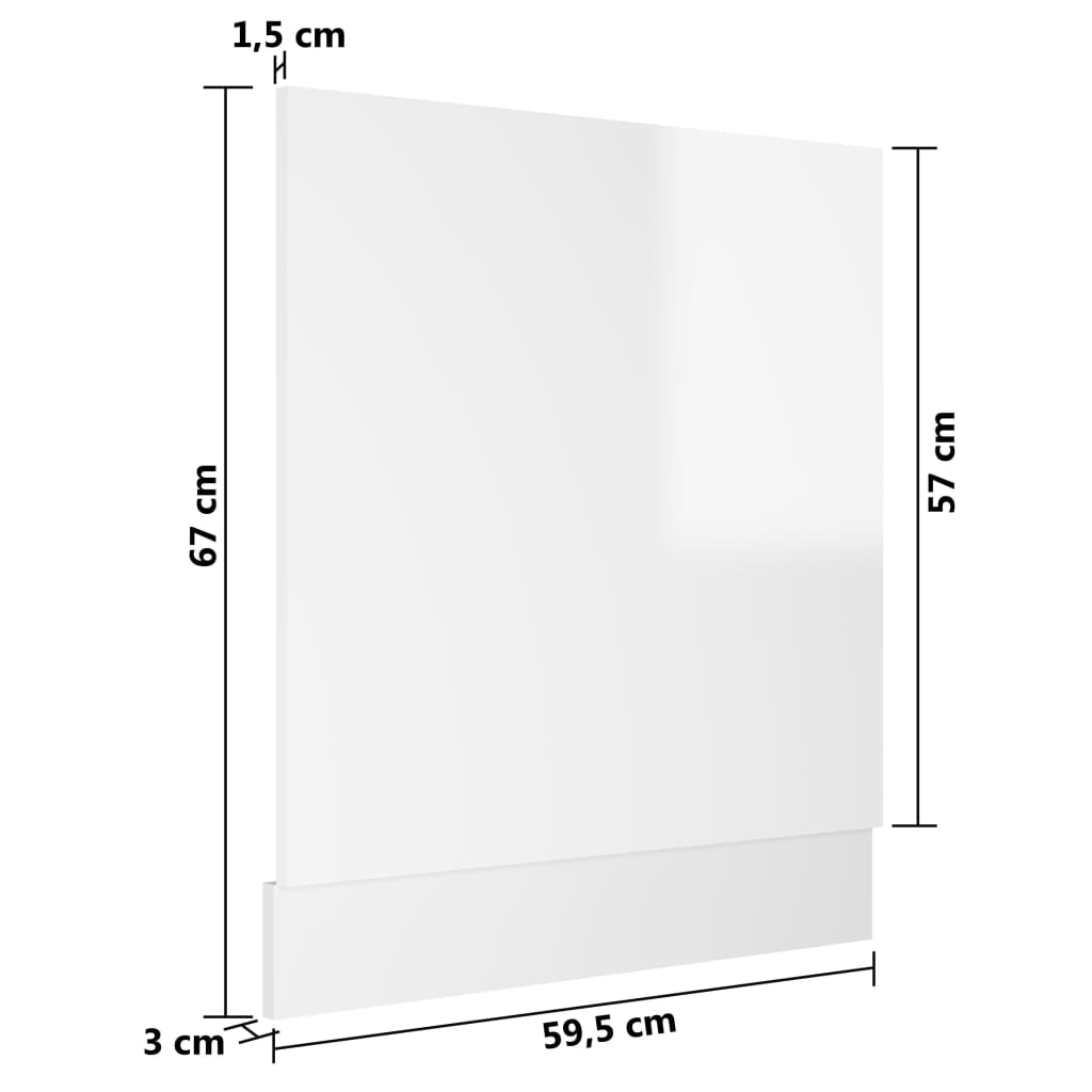 Dishwasher Panel High Gloss White 59.5x3x67 cm Engineered Wood