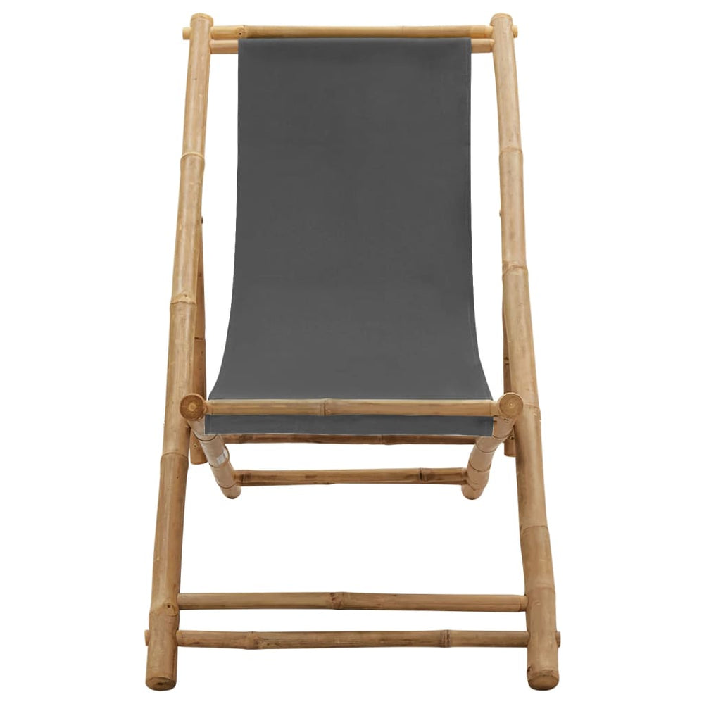 Deck Chair Bamboo and Canvas Dark Grey