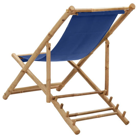 Deck Chair Bamboo and Canvas Navy Blue