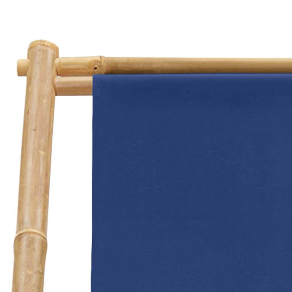 Deck Chair Bamboo and Canvas Navy Blue