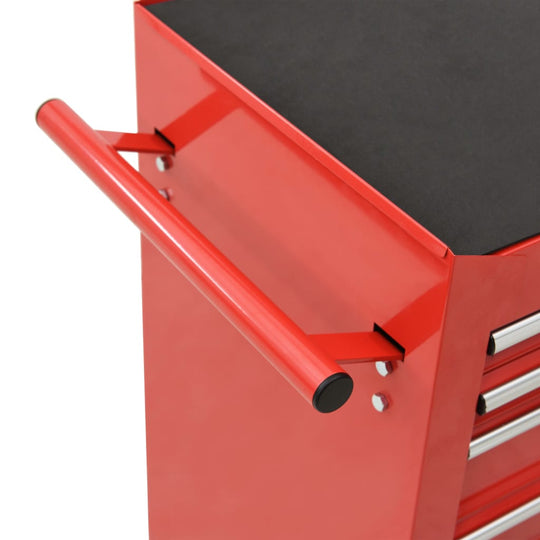 Tool Trolley with 14 Drawers Steel Red