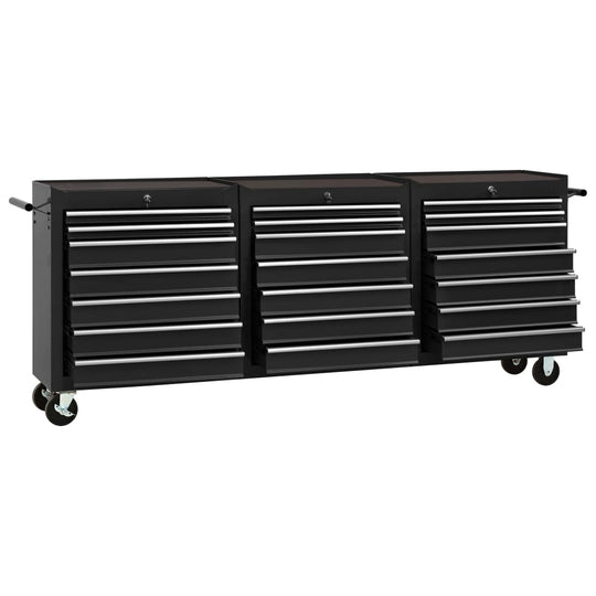 Tool Trolley with 21 Drawers Steel Black