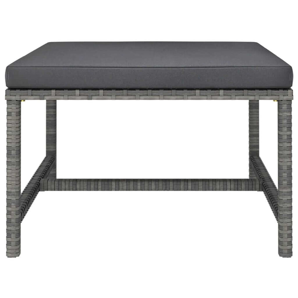 Sectional Footrest with Cushion Grey Poly Rattan