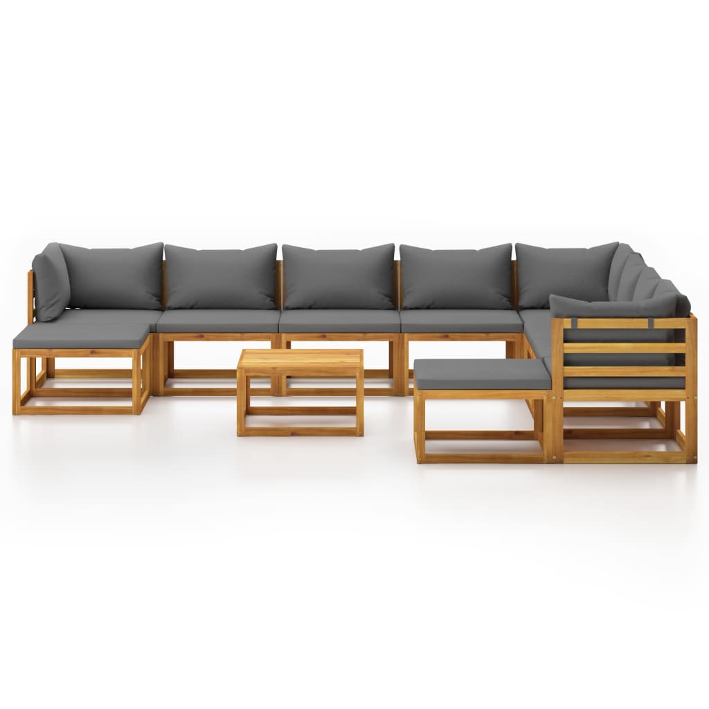 11 Piece Garden Lounge Set with Cushion Solid Acacia Wood