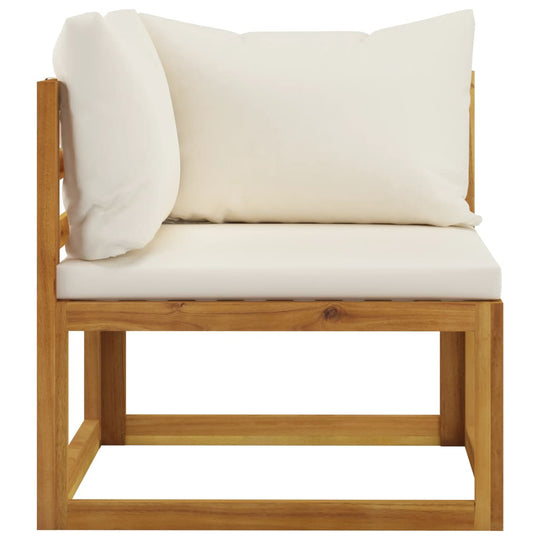 10 Piece Garden Lounge Set with Cushion Cream Solid Acacia Wood