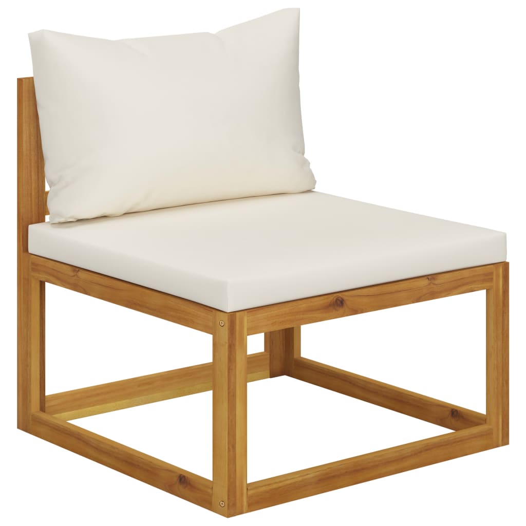 10 Piece Garden Lounge Set with Cushion Cream Solid Acacia Wood