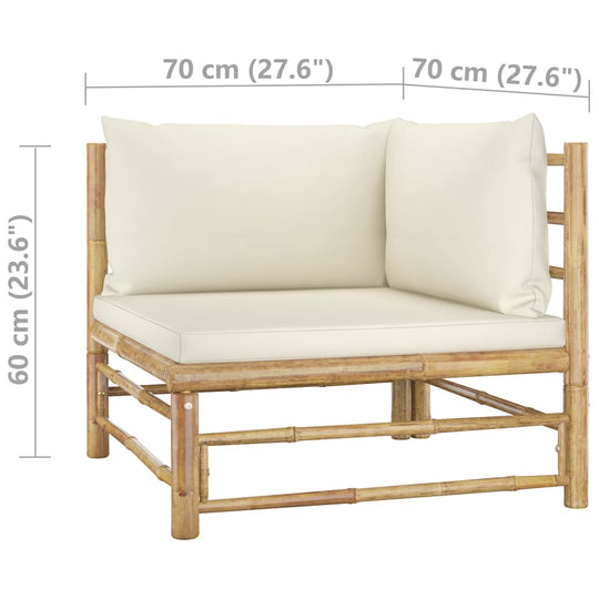 11 Piece Garden Lounge Set with Cream White Cushions Bamboo