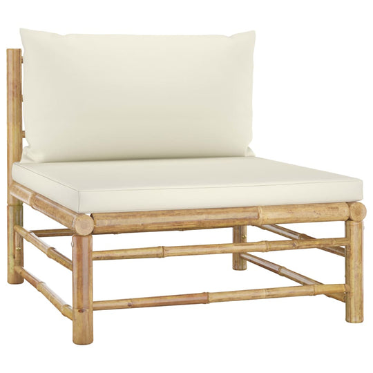 12 Piece Garden Lounge Set with Cream White Cushions Bamboo