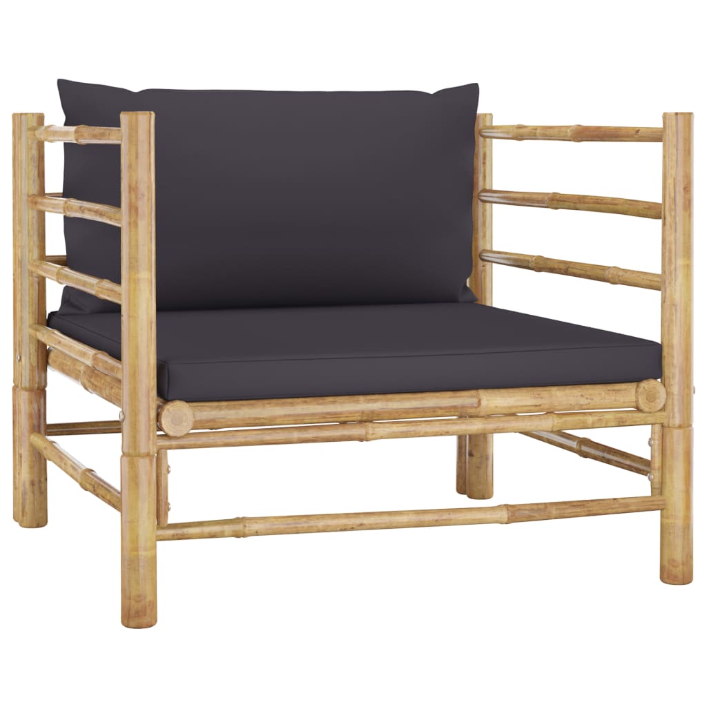 12 Piece Garden Lounge Set with Dark Grey Cushions Bamboo