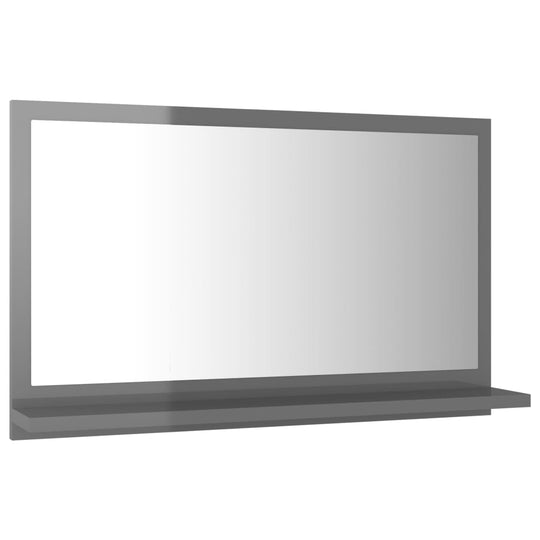 Bathroom Mirror High Gloss Grey 60x10.5x37 cm Engineered Wood