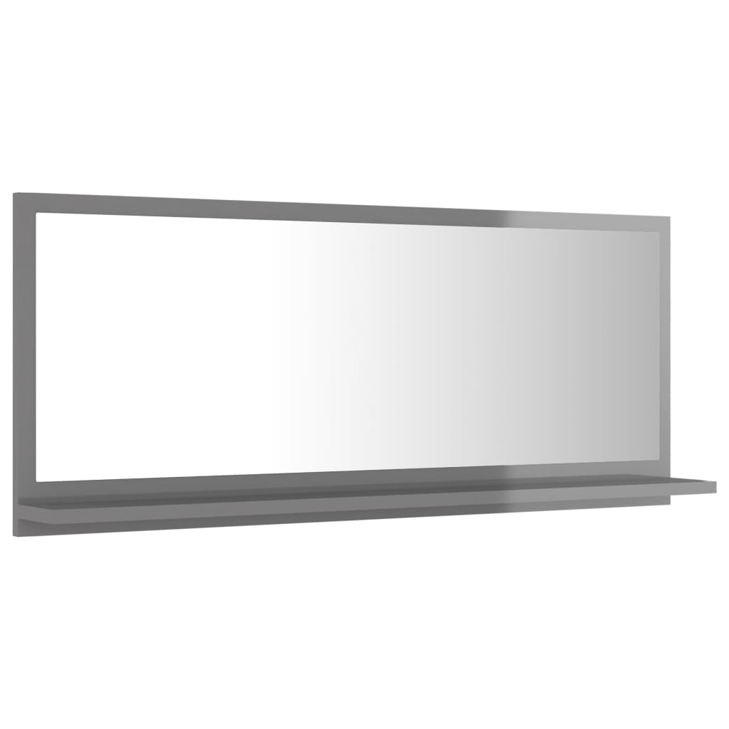 Bathroom Mirror High Gloss Grey 90x10.5x37 cm Engineered Wood