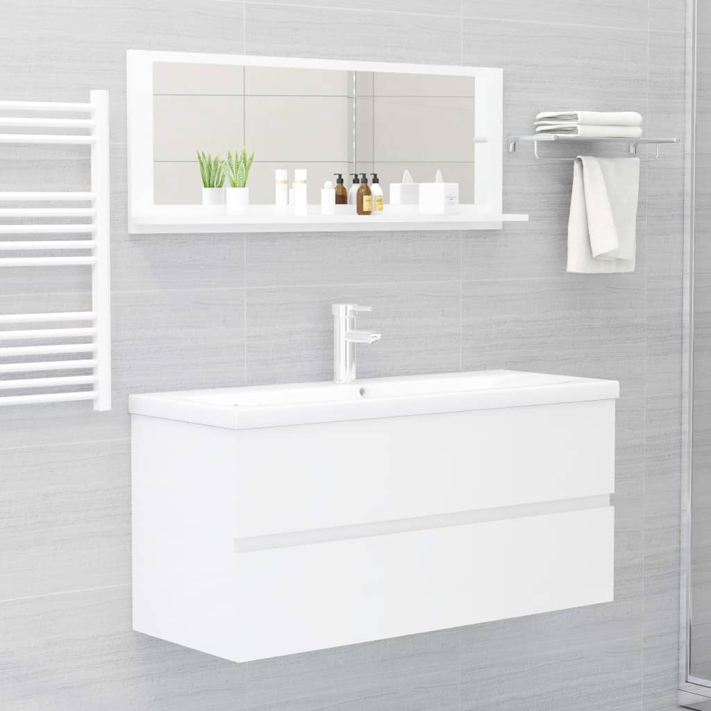 Bathroom Mirror High Gloss White 100x10.5x37 cm Engineered Wood