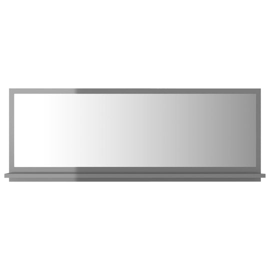 Bathroom Mirror High Gloss Grey 100x10.5x37 cm Engineered Wood