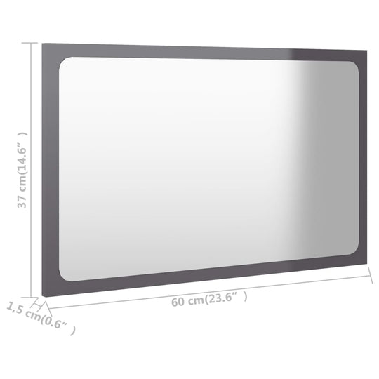 Bathroom Mirror High Gloss Grey 60x1.5x37 cm Engineered Wood