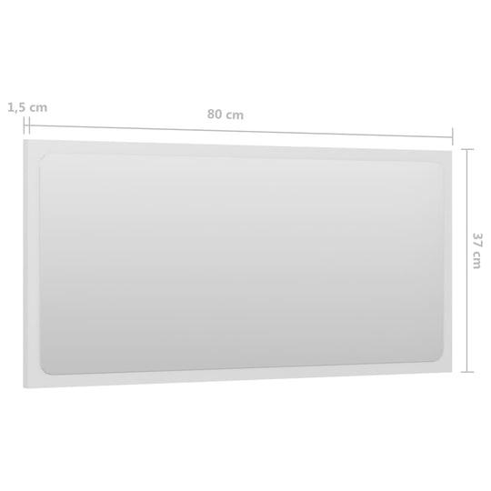 Bathroom Mirror High Gloss White 80x1.5x37 cm Engineered Wood