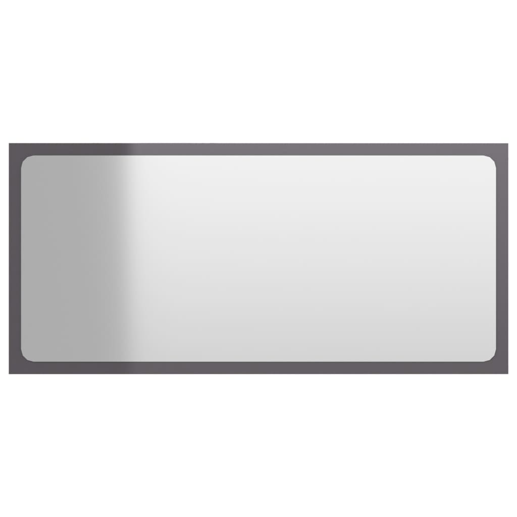 Bathroom Mirror High Gloss Grey 80x1.5x37 cm Engineered Wood