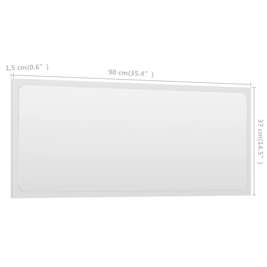 Bathroom Mirror White 90x1.5x37 cm Engineered Wood