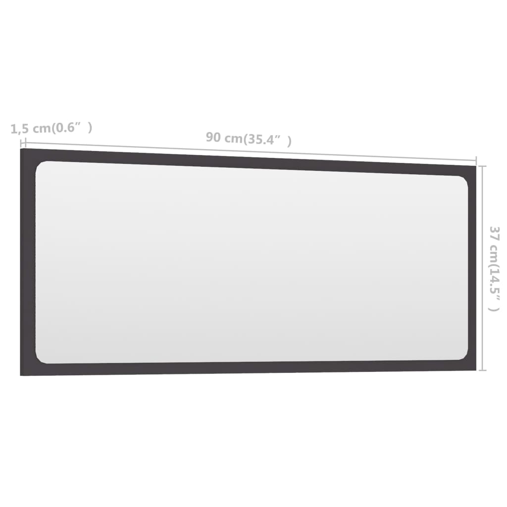 Bathroom Mirror Grey 90x1.5x37 cm Engineered Wood