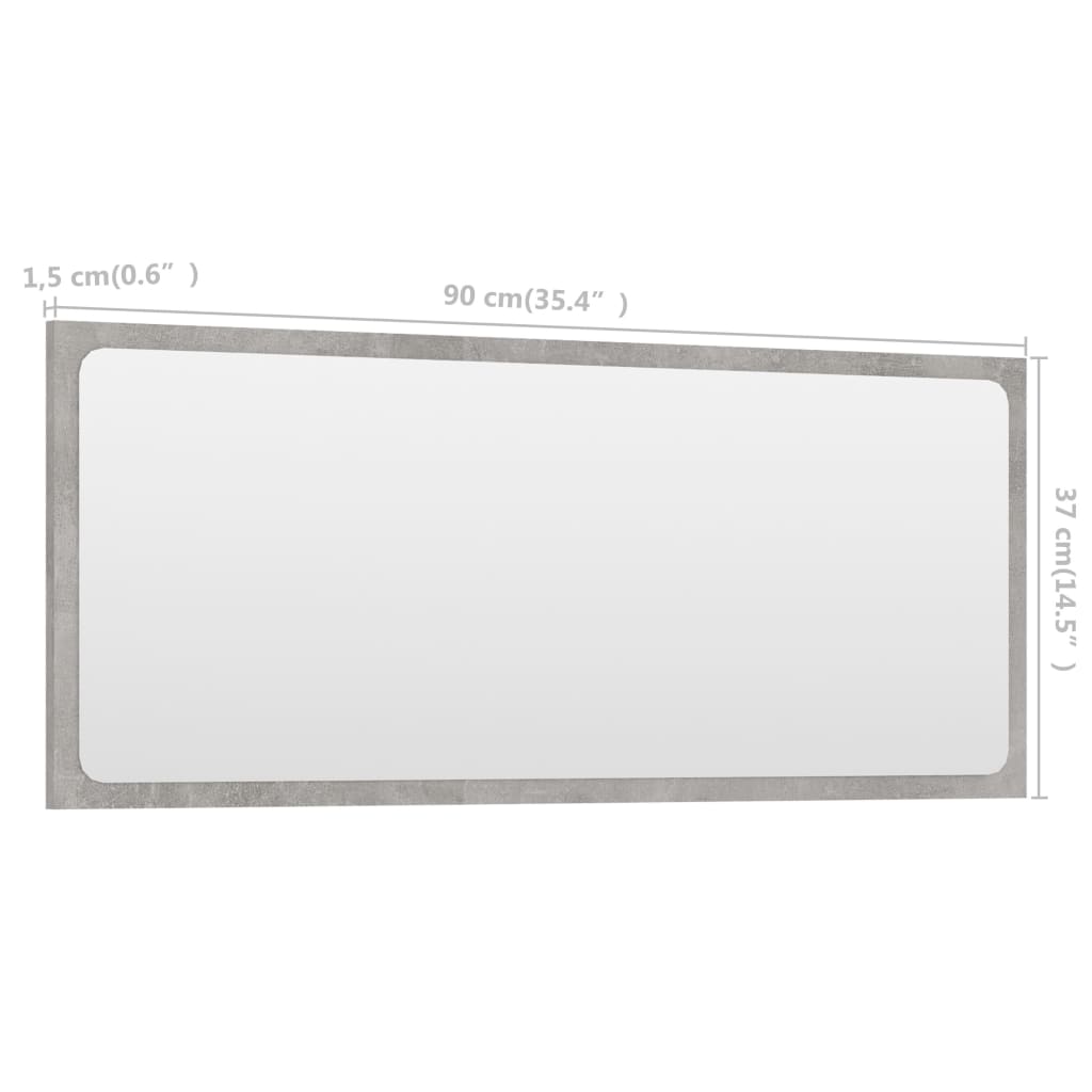 Bathroom Mirror Concrete Grey 90x1.5x37 cm Engineered Wood