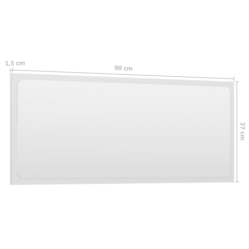 Bathroom Mirror High Gloss White 90x1.5x37 cm Engineered Wood