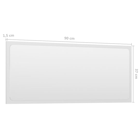 Bathroom Mirror High Gloss White 90x1.5x37 cm Engineered Wood